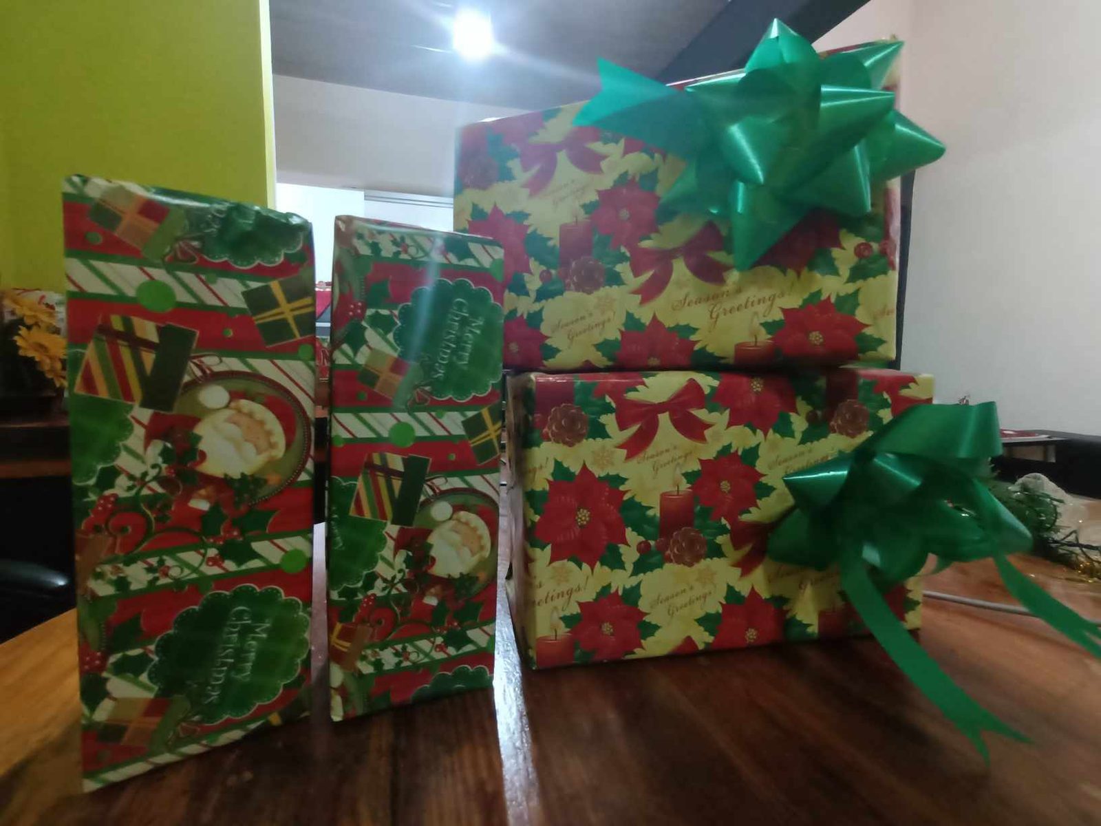 Wrapped Christmas gifts